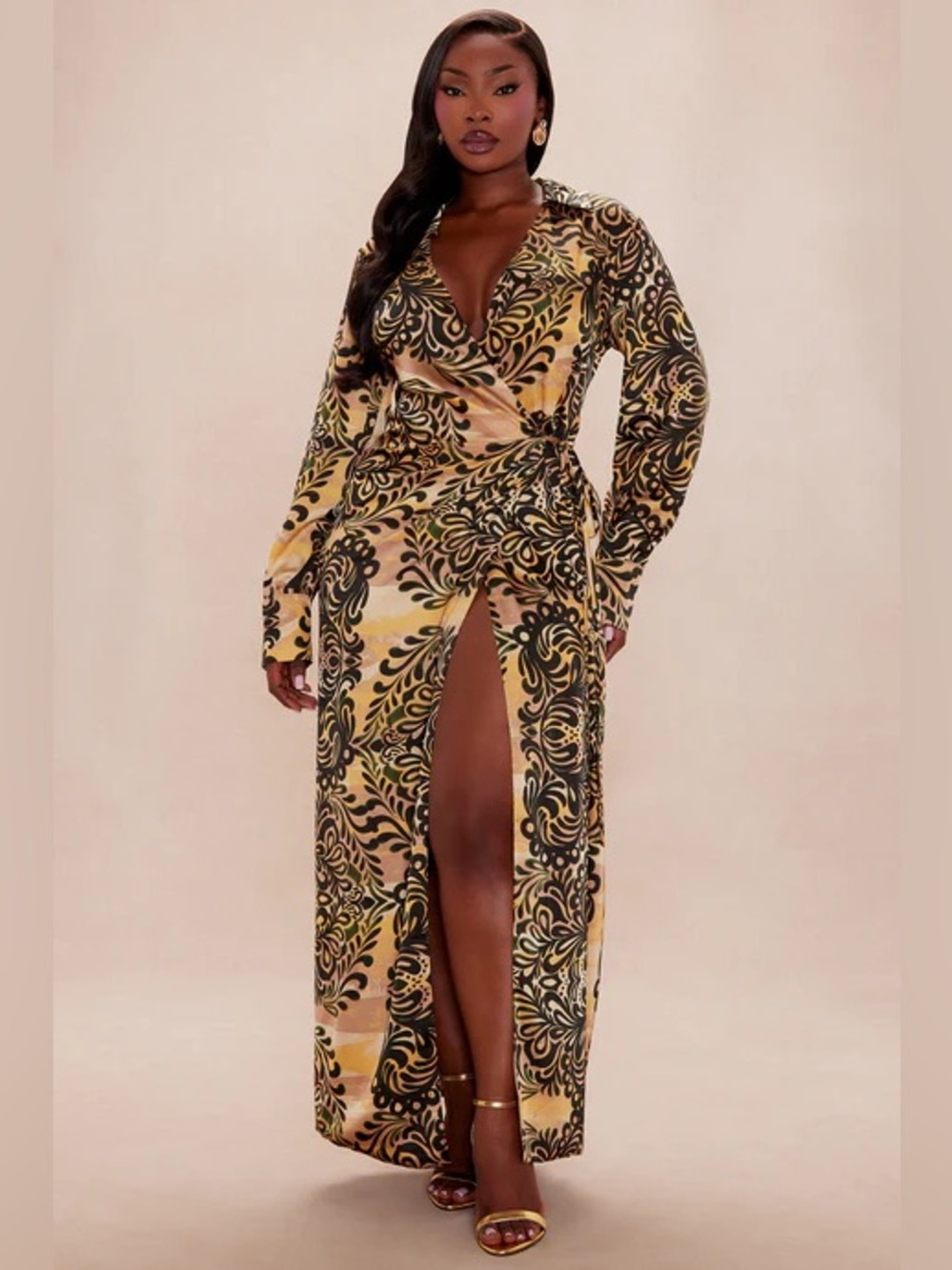 Nova Luxe Satin Collared Maxi Dress NEW 🏷️